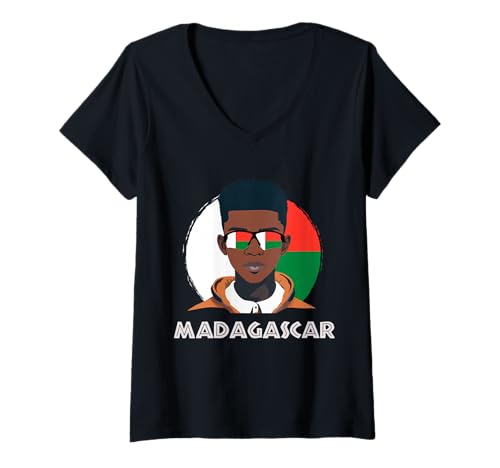 Damen Madagaskar, Madagassische Flagge, Madagaskar-Junge, afrikanischer Junge, T-Shirt mit V-Ausschnitt Damen Madagaskar, Madagassische Flagge, Madagaskar-Junge, afrikanischer Junge, T-Shirt mit V-Ausschnitt von Madagascar Flag Gifts for Malagasy Teens & Boys