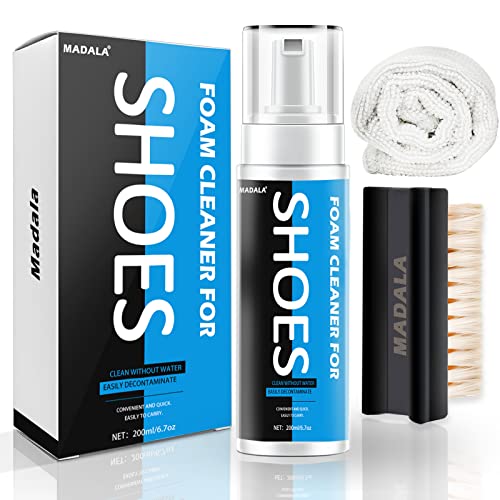 Madala Sneaker Reiniger, Sneaker Cleaner- 200ml Reiniger, Schuhpflege für Damen Herren, Sneaker Reinigungsset für Lässige Schuh Turnschuhe, mit Schuhbürste + Microfasertuch von Madala