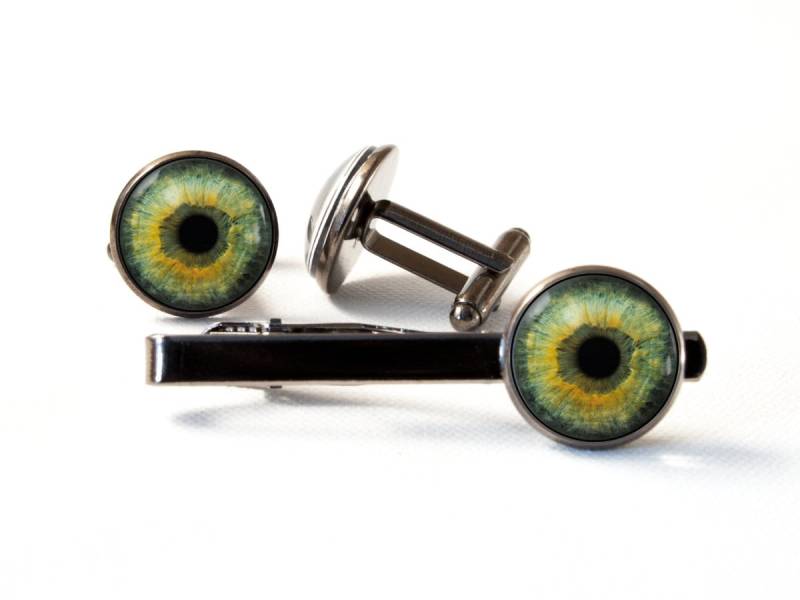 Eyeball-Schmuck Men Geschenk Tie Clip Bar Cuff Links Eyes Human Eye Husband Männer Schmuck Green Cufflinks Krawatte Für Ihn von MadamIris
