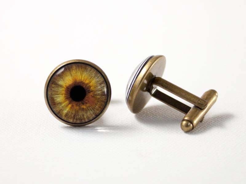 Hazel Menschlichen Augen Manschettenknöpfe Braun Auge Augapfel Schmuck Menschliche Bernstein Pupille Vatergeschenk Für Ihn Gold von MadamIris