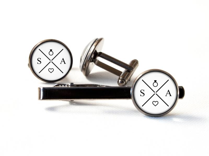 Hochzeitsgeschenk Für Den Bräutigam Personalisierte Schmuck Initialen Verlobte Individuelle Manschettenknöpfe Krawattennadel Krawatte Bar von MadamIris