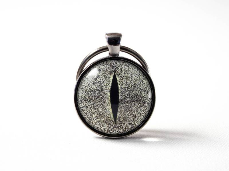 Katzenauge Schlüsselanhänger Drachenauge Auge Drachenschmuck Graues Reptil Fantasy Anhänger Geschenkidee Eidechse Des Drachen von MadamIris