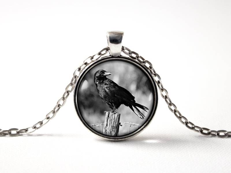 Krähe Vögel Schwarzer Vogel Halskette Rabe Schmuck Raben Schwarze Anhänger Goth Hexerei Geschenkidee von MadamIris