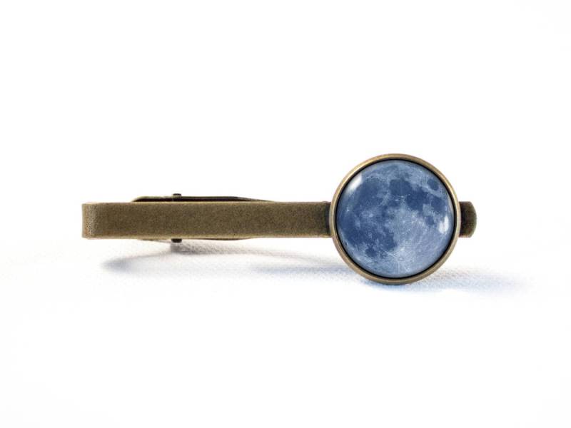 Krawatte Bar Bräutigam Geschenk Mond Schmuck Krawattenklammer Luna Hochzeitsgeschenk Hochzeit Moon Blue Weltraum Vollmond von MadamIris