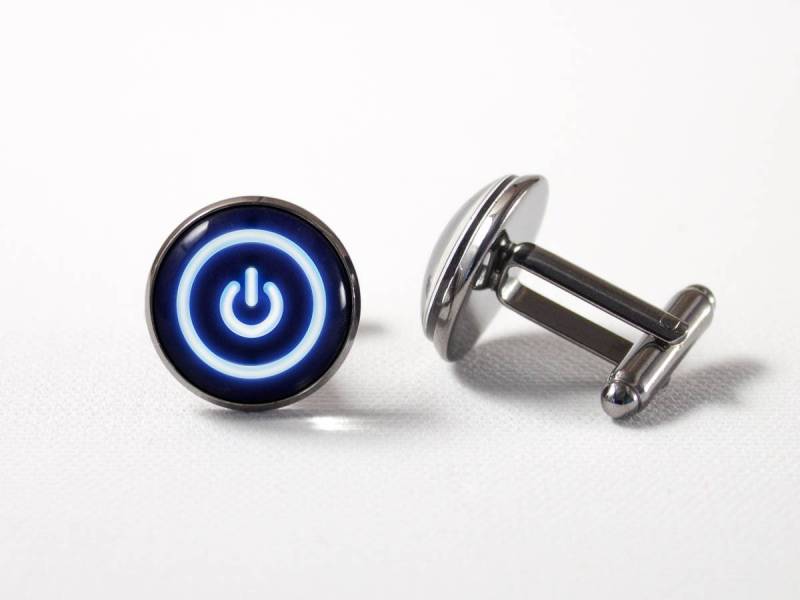 Manschettenknöpfe Computer Geek Geschenk Nerd Power Knopf Gamer Schmuck Macht Symbol Ingenieur Sie Ausschalten von MadamIris