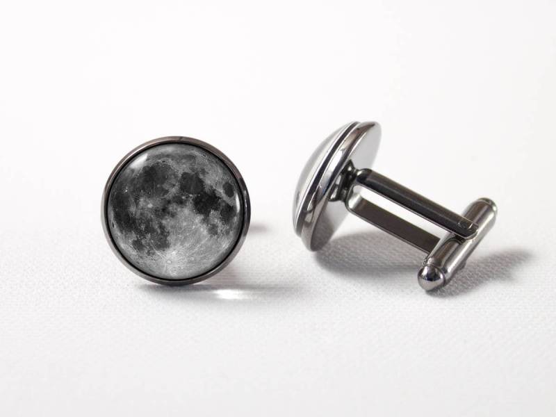 Manschettenknöpfe Für Männer Luna Grau Mond Geschenk Universum Mann Zubehör Schmuck Vollmond Freund Raum von MadamIris