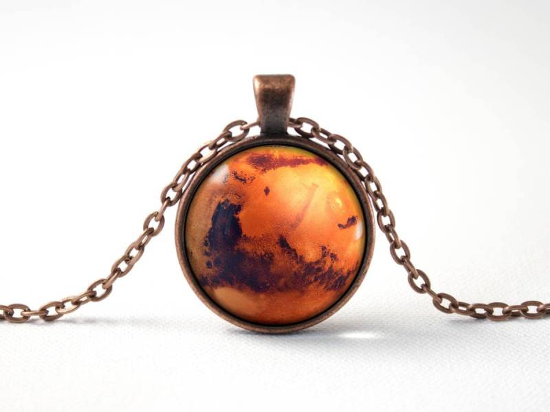 Mars Halskette Space Planet Mars-Schmuck Mars-Anhänger Planetenanhänger Sonnensystem Universum Nerdschmuck Planeten von MadamIris