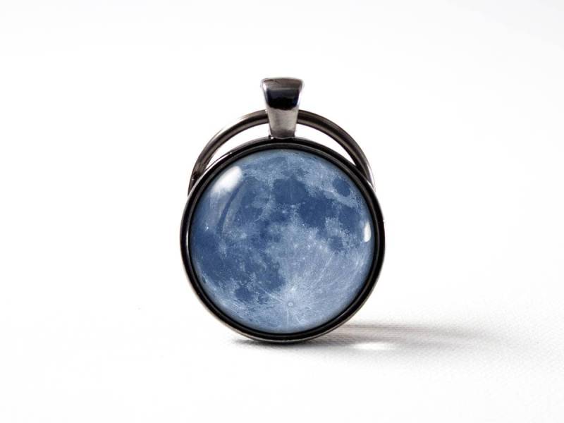 Mond Schlüsselanhänger Schmuck Geschenk Für Mutter Vollmond Blaues Astronomie von MadamIris