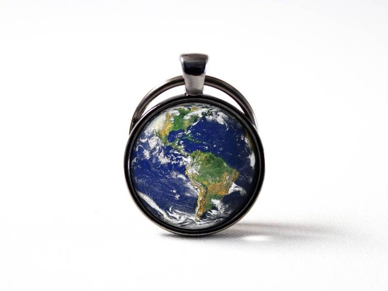 Planeten Glasanhänger Sonnensystem Erde Schlüsselanhänger Schlüsselring Space Schmuck Fotoschmuck Geschenkidee von MadamIris