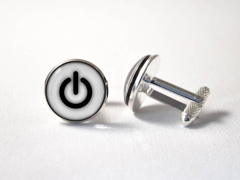 Power-Taste Manschettenknöpfe Geek Geschenk Nerd Gamer Computer Schmuck Power Symbol Ingenieur Macht Ausschalten Ein von MadamIris