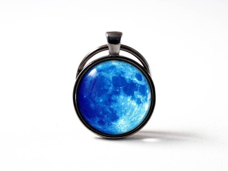 Voller Blauer Mond Keychain Kunst Geschenk Schlüsselring Luna-Schlüsselanhänger Weltraum Geschenkanhänger Schmuck Universum-Schlüsselring von MadamIris
