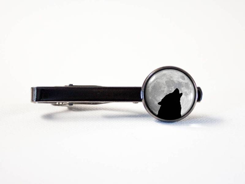 Wolf Krawatte Bar Mann Geschenk Männer Schmuck Howling Krawattenklammer Mond Grau Vollmond Tier von MadamIris