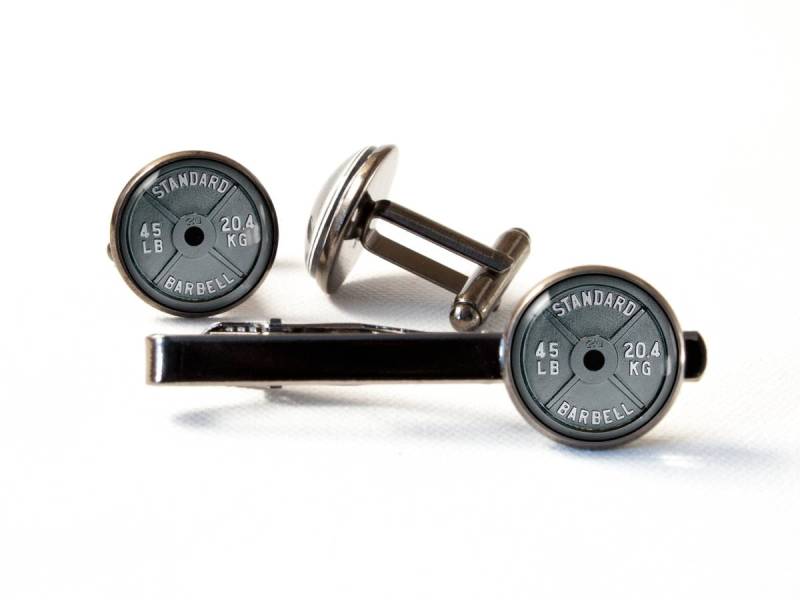Workout Geschenke Fitness Coach Manschettenknöpfe Krawattenklammer Hantel Gymkrawatte Gewichtheben Geschenk Für Freund Crosstraining von MadamIris
