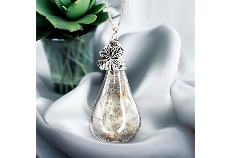 MadamLili Kette mit Anhänger 925 Sterling Silber Kette Echte Pusteblumen & Kleeblatt von MadamLili