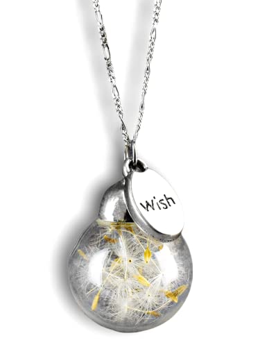 MadamLili Silber Kette mit Pusteblumen Wish Anhänger - 925 Sterling - Naturschmuck - Geschenk Set von MadamLili