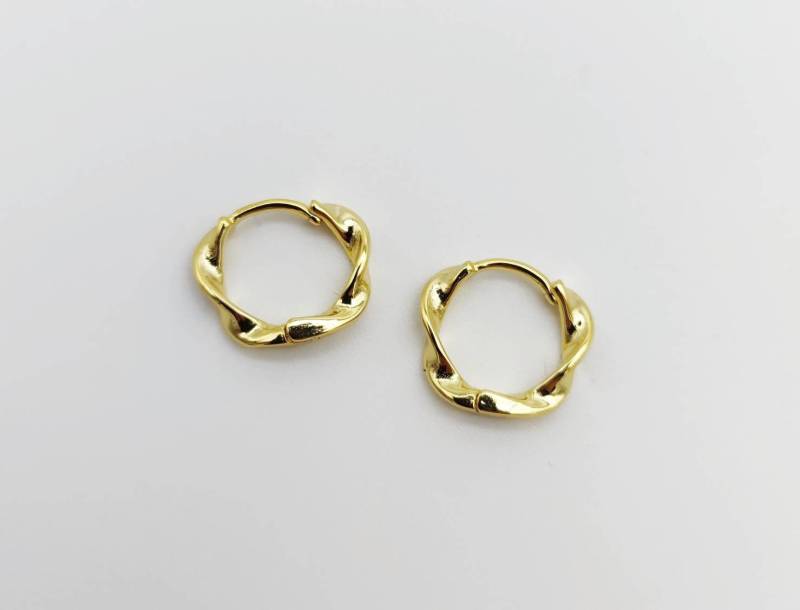 1 Paar Angesagte Creolen-925Er Silber-Gold-Vergoldet-Elegante Creolen-Edel-Gewunden von MadameLiAnn