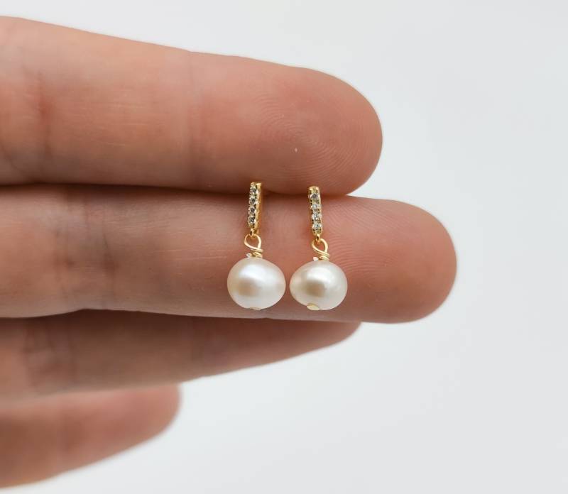 1 Paar Elegante Ohrstecker Mit Strass//Edel//Brautschmuck//Glitzerohrstecker//Festlicher Ohrschmuck//Perlenschmuck//925Er Silber//Vergoldet von MadameLiAnn