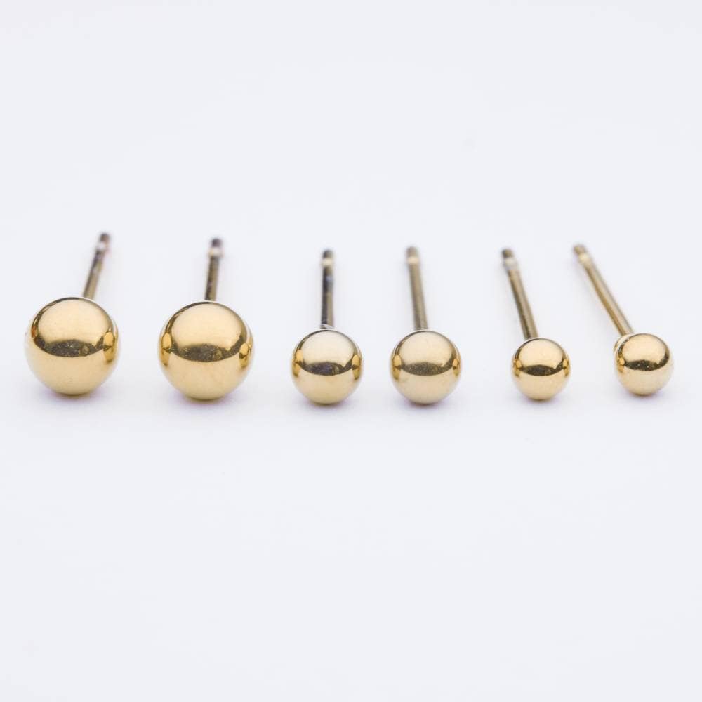 1 Paar Kugel Ohrstecker-Edelstahl-Vergoldet-Kugel-Ball-Zarte Ohrstecker-Schlichte Ohrringe von MadameLiAnn