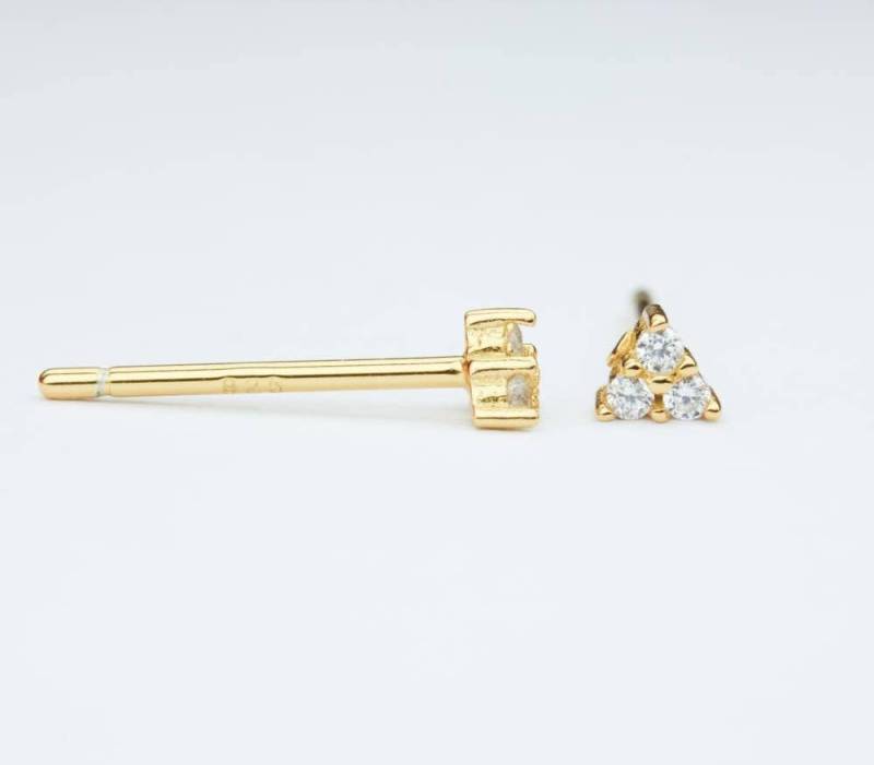 1 Paar Zarte Ohrstecker-Filigraner Ohrschmuck-925Er Silber-Vergoldet-Mini Ohrstecker-Tiny-Silber-Dreieck-Minimalistisch-Geometrisch von MadameLiAnn