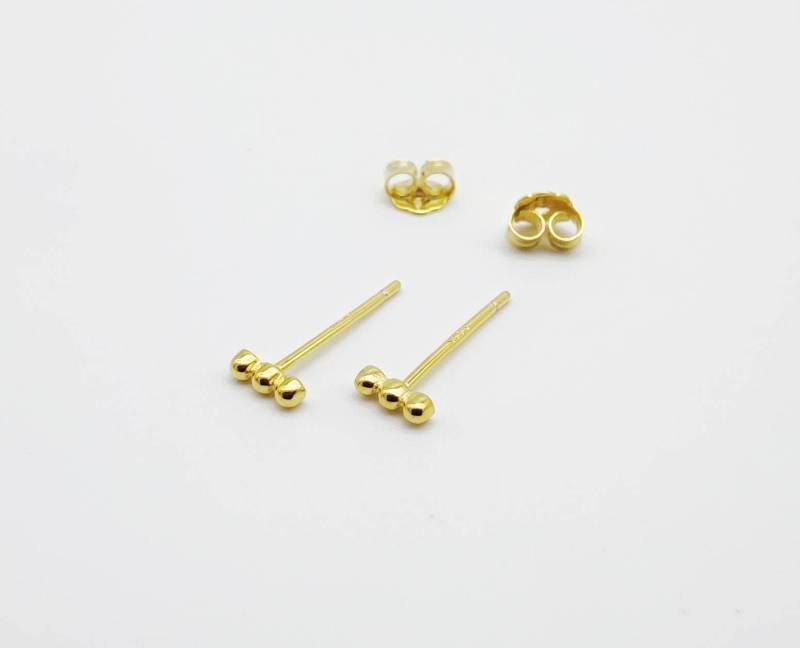 1 Paar Zierliche Ohrstecker-Stapelohrstecker-Mini-Zart-Fein-Minimalistisch-Geometrisch-925Er Sterling Silber-Gold-Vergoldet von MadameLiAnn