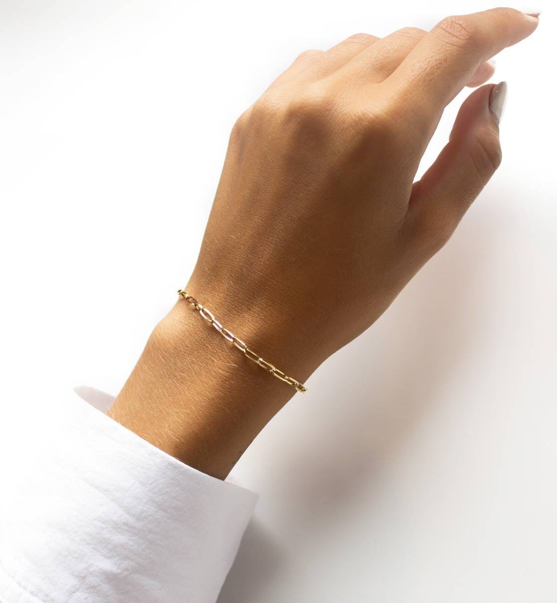 Angesagtes Armband Simpel, Ankerkette-Ankerarmband-Büroklammer Armband-Papierklammer Armband-Edelstahl-Vergoldet-Paperclip-Bicycle Braclet von MadameLiAnn