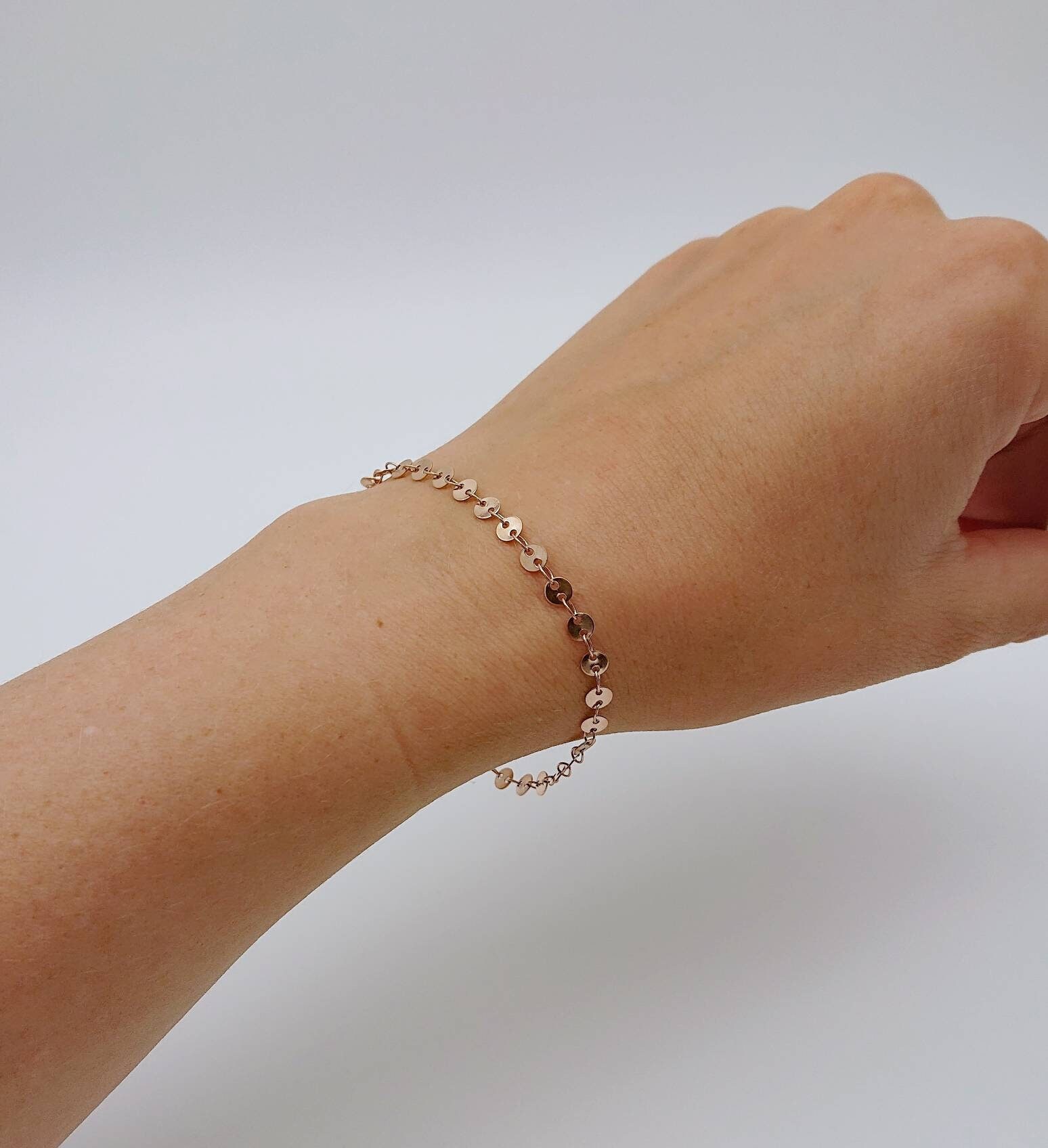Elegantes Armband-Armkettchen Gold-Plättchenarmband-Edelstahl-Gold-Vergoldet-Schmucktrend von MadameLiAnn