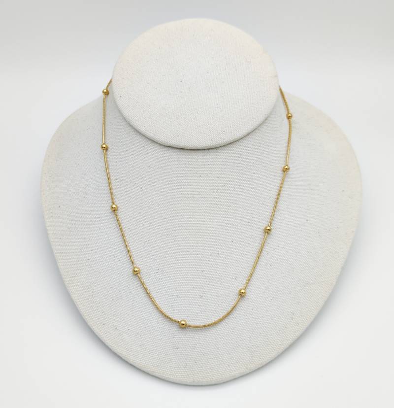 Zarte Kugel Halskette-Schlicht-Minimal-Brautschmuck-Basic-Edelstahl-Silber-Gold-Vergoldet-Perlenkette-Satellitenkette-Kugelkette von MadameLiAnn