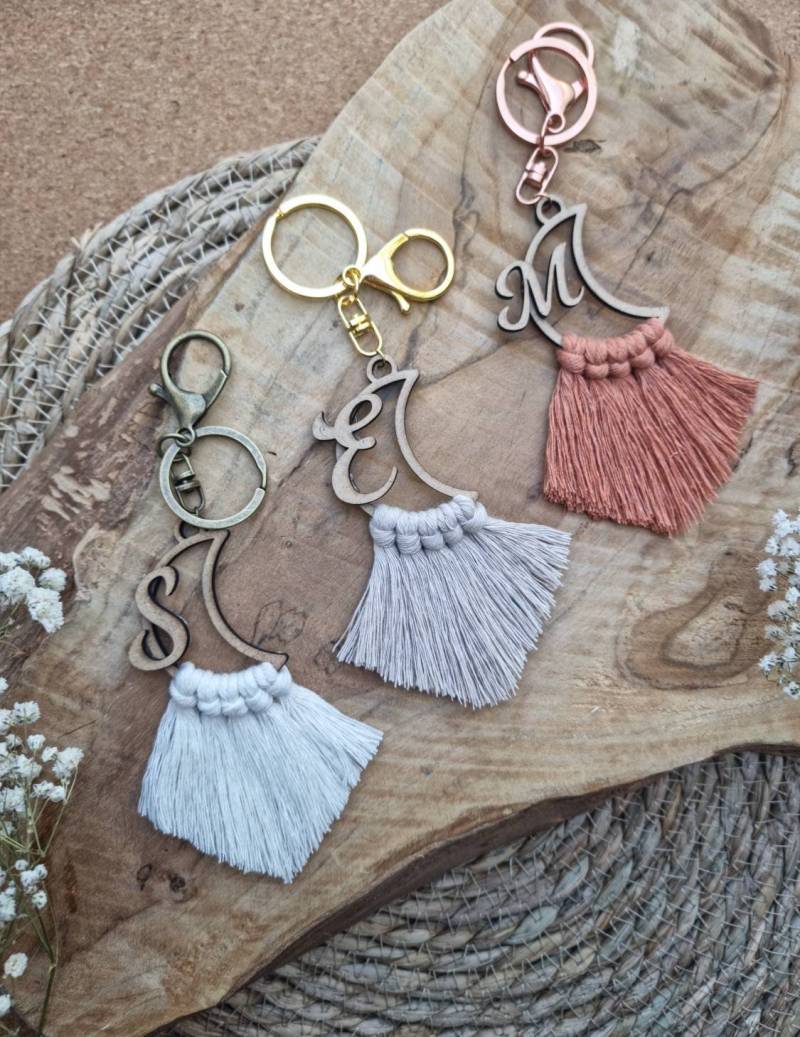 Makramee Schlüsselanhänger Personalisiert, Mond, Personalisiert von MadameMacramella