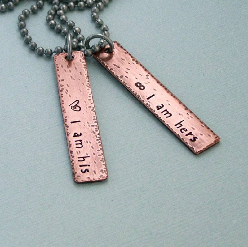 Hochzeit Gelübde Halsketten - Seine Und Ihre Hand Gestempelt Kupfer Paare Schmuck von MadamePoindextra