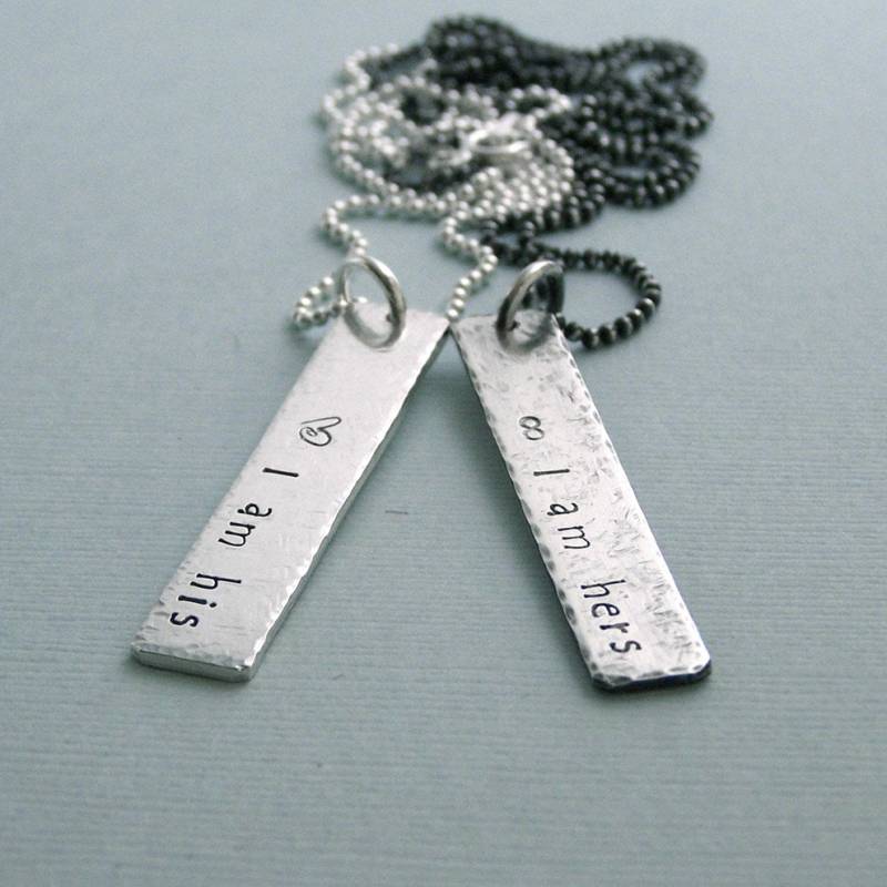 Hochzeit Gelübde Halsketten - Seine Und Ihre Hand Gestempelt Sterling Silber Paare Schmuck von MadamePoindextra