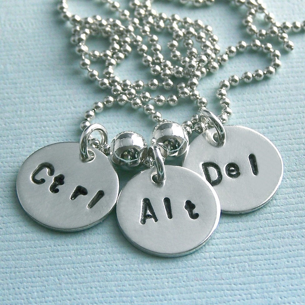 -Strg-Alt-Entf - Hand Gestempelt Sterling Silber Halskette Wird Nicht Berechnet Werden von MadamePoindextra