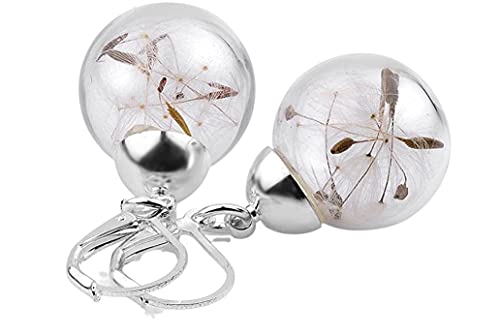 MadamLili - Echte Pusteblumen Samen Ohrringe - Handgefertigt - Silber Versilbert - Löwenzahn Symbolschmuck - Exklusive Schmuckbox von MadamLili