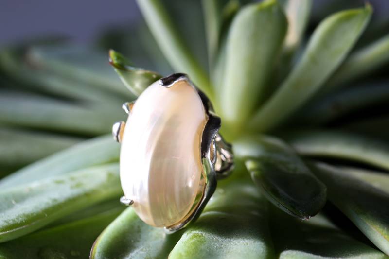 sterling Silber Antik Weiß Perle Farbe Handgemachte Einstellstein Ring, Nachlass Perlen Schöner Antiker von MadarinaStudio