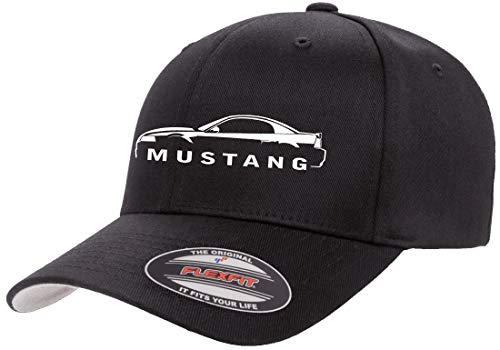 1999–04 Ford Mustang Hardtop Classic Outline Design Flexfit 6277 Athletic Baseball Fitted Hat Cap, schwarz, L/XL 1999–04 Ford Mustang Hardtop Classic Outline Design Flexfit 6277 Athletic Baseball Fitted Hat Cap, schwarz, L/XL von Maddmax Car Art