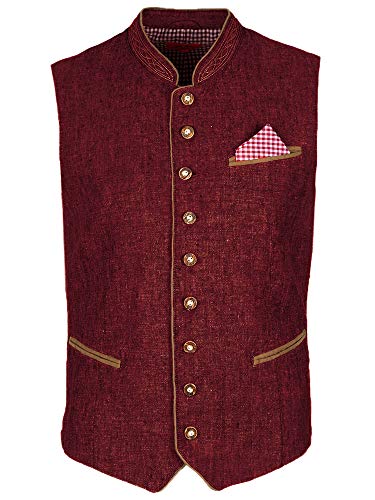 Maddox Trachtenweste Oliver Leinen Herrenweste Tracht Weste blau Bordeaux Kiesel (Bordeaux, 58) von Maddox