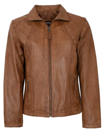Maddox - Damen Echtleder Lederjacke Lammnappa Cognac Größe 44 von Maddox