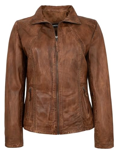 Maddox - Damen Echtleder Lederjacke Lammnappa dunkelcognac antik Größe 42 von Maddox