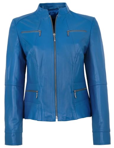 Maddox - Damen Echtleder Lederjacke Lammnappa royalblau Größe 42 von Maddox