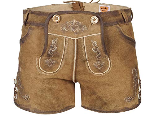 Maddox Damen Lederhose kurz Dalia Sand | Ledershorts aus weichem Ziegenvelours-Leder | Hellbraun | hochwertige Qualität (38) von Maddox