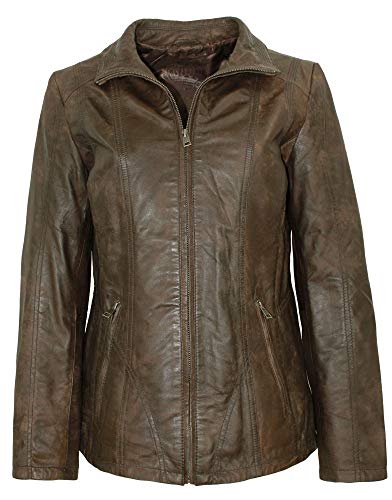 Maddox - Damen Lederjacke Lammnubuk Leder braun antik Größe 38 von Maddox