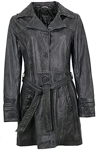 Maddox - Damen Ledermantel Mantel Lammnappa anthrazit/Navy/schwarz Größe 44 von Maddox