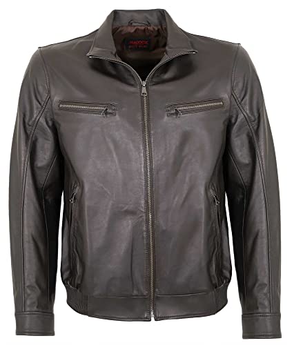 Maddox - Herren Echtleder Lederjacke Blouson Lammnappa Dunkelbraun Größe 58 von Maddox