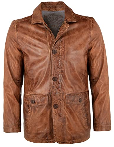 Maddox - Herren Echtleder Lederjacke Lammnappa Cognac Größe 60 von Maddox