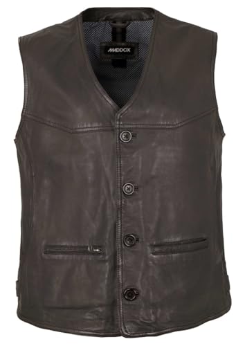 Maddox - Herren Echtleder Lederweste Lammnappa Dunkelbraun Größe 56 von Maddox