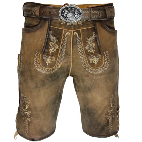 Maddox Herren Lederhose Kochelsee mit Gürtel | Smoke Antik 50 von Maddox