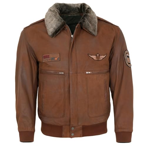 Maddox - Herren Echtleder Lederjacke Fliegerjacke Lammnubuk whisky von Maddox