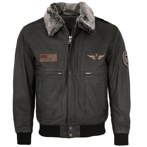 Maddox - Herren Lederjacke Fliegerjacke echtes Leder Dunkelbraun Größe 62 von Maddox