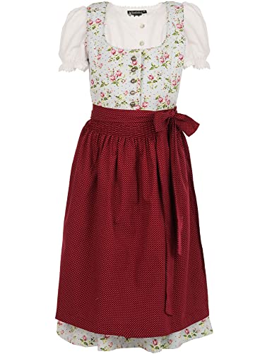 Maddox Kinder Dirndl Elli Maron 3-TLG. mit Bluse | Blümchen Hellblau Beere 128 von Maddox