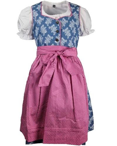 Maddox Kinder Dirndl Gabriella 3-TLG. mit Bluse | Blau Beere 104 von Maddox