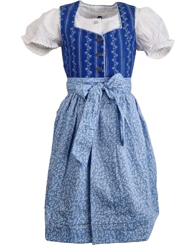 Maddox Kinder Dirndl Gabriella 3-TLG. mit Bluse | Blau Weiß 92 von Maddox